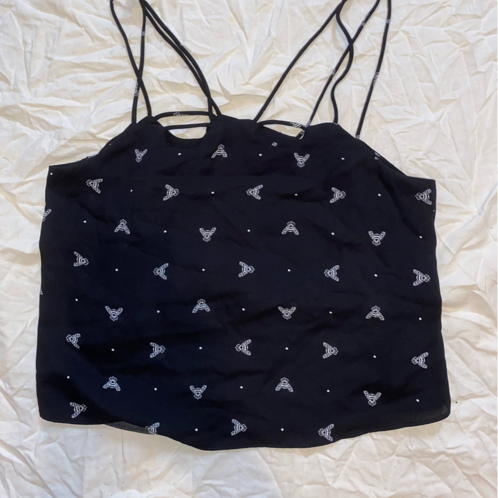Topshop Black Camisole with White Bee Design